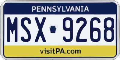 PA license plate MSX9268