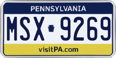 PA license plate MSX9269