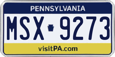 PA license plate MSX9273