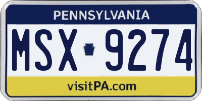 PA license plate MSX9274