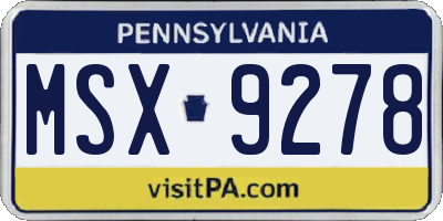 PA license plate MSX9278