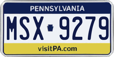 PA license plate MSX9279