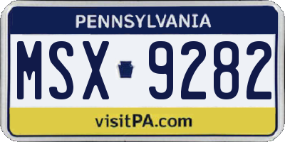PA license plate MSX9282