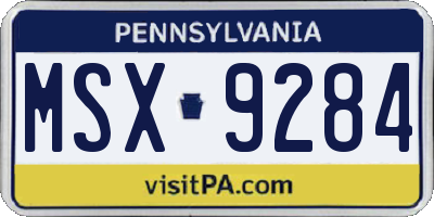 PA license plate MSX9284