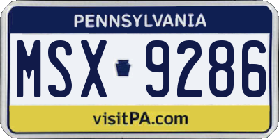 PA license plate MSX9286
