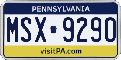 PA license plate MSX9290