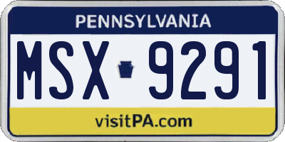 PA license plate MSX9291