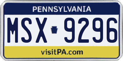 PA license plate MSX9296