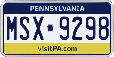 PA license plate MSX9298