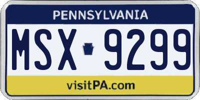 PA license plate MSX9299