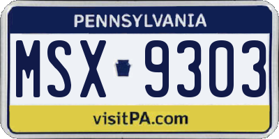 PA license plate MSX9303