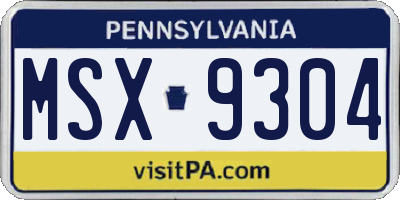 PA license plate MSX9304