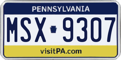 PA license plate MSX9307