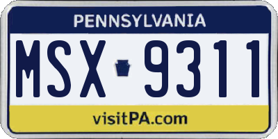 PA license plate MSX9311