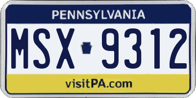 PA license plate MSX9312