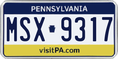 PA license plate MSX9317