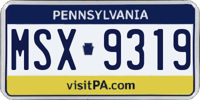 PA license plate MSX9319