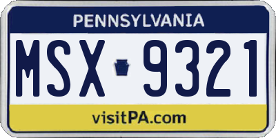 PA license plate MSX9321