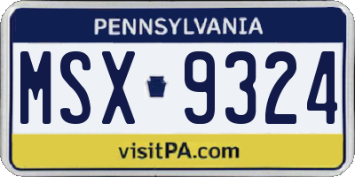 PA license plate MSX9324