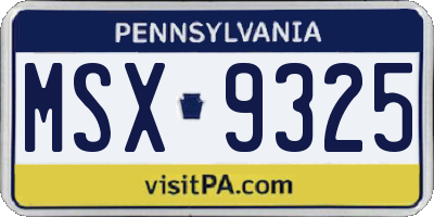 PA license plate MSX9325