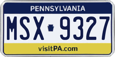 PA license plate MSX9327