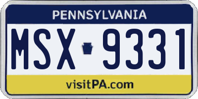 PA license plate MSX9331