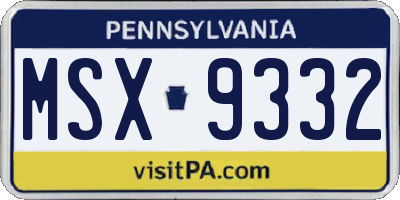 PA license plate MSX9332