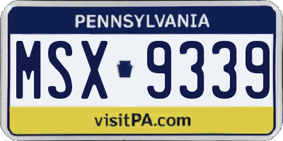 PA license plate MSX9339