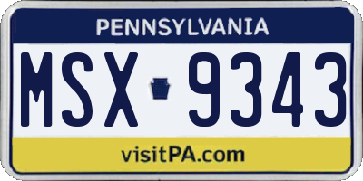 PA license plate MSX9343