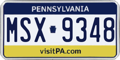 PA license plate MSX9348