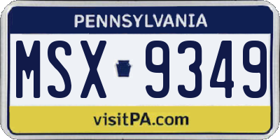 PA license plate MSX9349