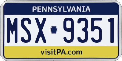 PA license plate MSX9351