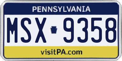 PA license plate MSX9358