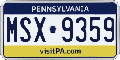 PA license plate MSX9359