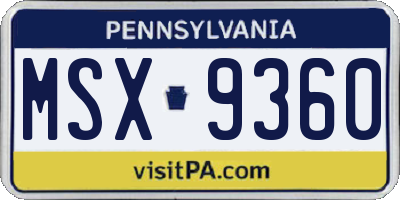 PA license plate MSX9360