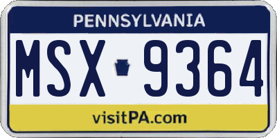 PA license plate MSX9364