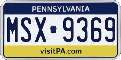 PA license plate MSX9369