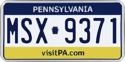 PA license plate MSX9371