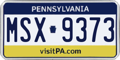 PA license plate MSX9373