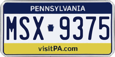 PA license plate MSX9375