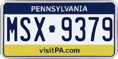 PA license plate MSX9379