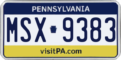 PA license plate MSX9383