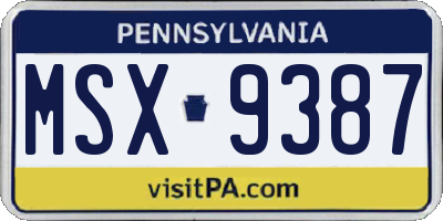 PA license plate MSX9387