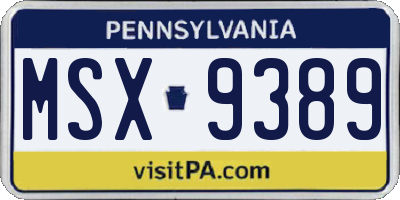 PA license plate MSX9389