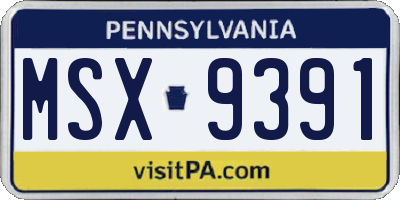 PA license plate MSX9391