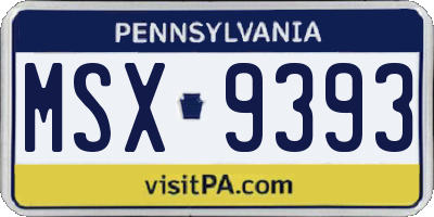 PA license plate MSX9393