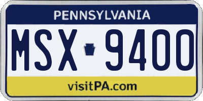 PA license plate MSX9400