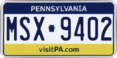 PA license plate MSX9402