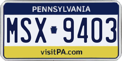 PA license plate MSX9403