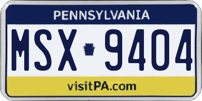 PA license plate MSX9404